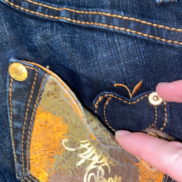 Y2K NEW APPLE BOTTOM JEANS SZ 9/10  ORANGE POCKET DETAIL SIGNATURE VINTAGE RARE - Picture 2 of 13